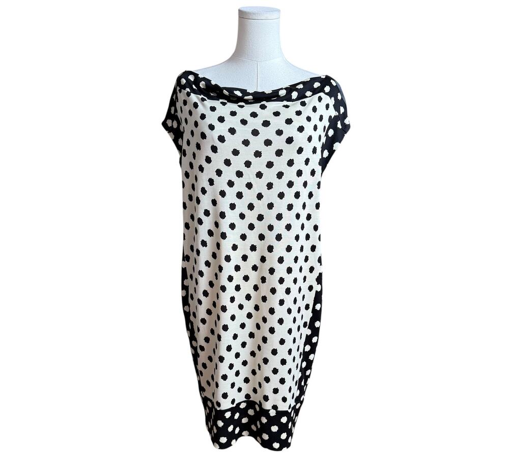 Diane von Furstenberg Silk Polka Dot Shift Dress Black White Size 2 DVF